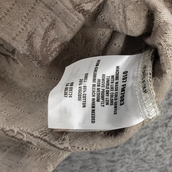 Columbia Shirt Mens Large Brown Button Up Casual Palm Fish All Over Print Aloha - Picture 8 of 13